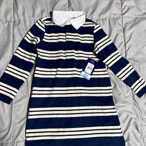 GAP Navy and Cream Striped Collared Dress NWT